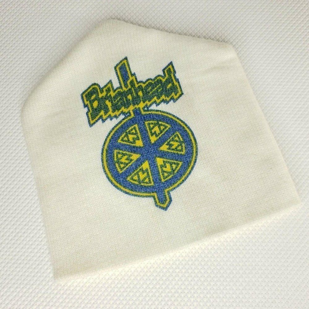Vintage Brianhead Mountain Ski Resort Toque Hat Beanie White Blue Yellow